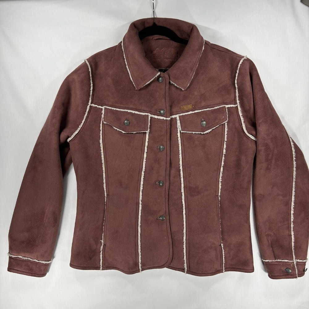Outback Trading Co. Vintage 90s Woman's Suede Sherpa Lined Shacket Large Pink